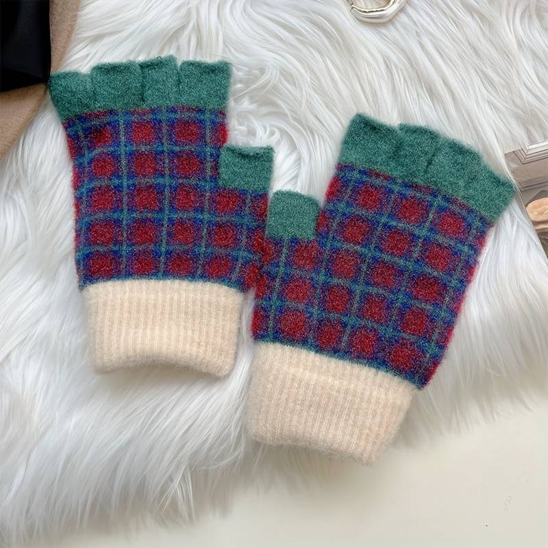 1 Pair Wrap Five Fingers Sugar Color Warm Gloves