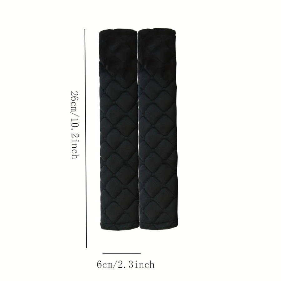1pc Argyle Pattern Plush Car Seat Belt Cover Solid Color Safety Belt Cover Durable Travel Accessorie
