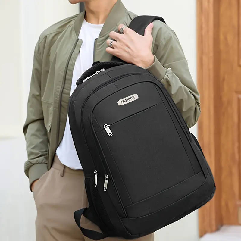1pc Versatile Nylon Backpack for Men Lightweight Large Capacity for Travel Cycling