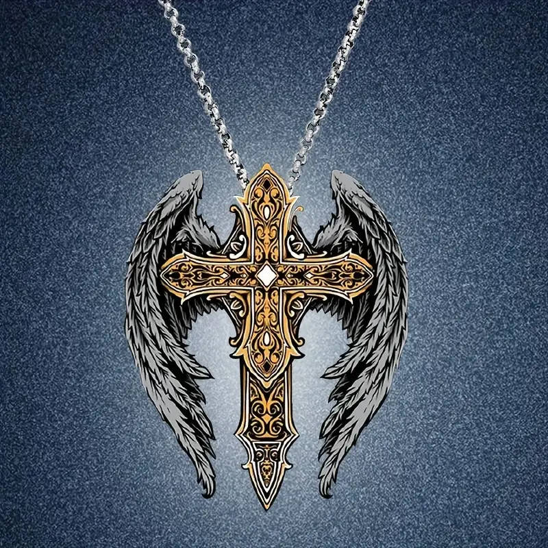 Elegant Cross Wing Pendant with Necklace