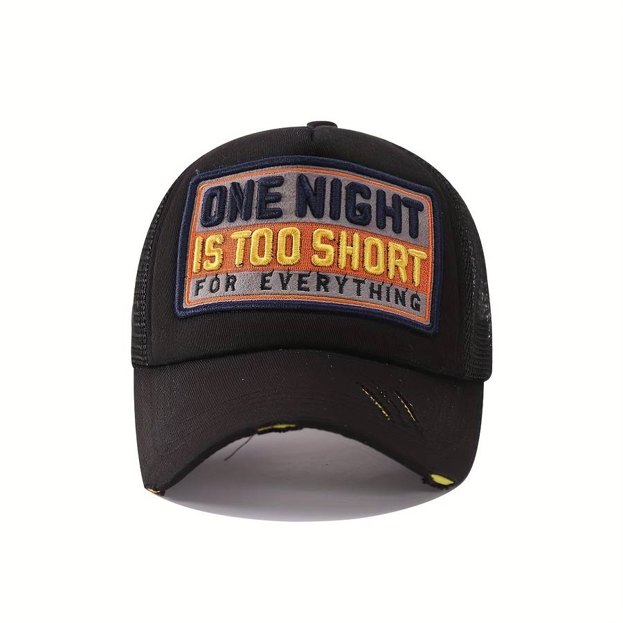 Trendy Embroidery Patch Baseball Cap Classic Color Block Mesh Trucker Hat Breathable Adjustable
