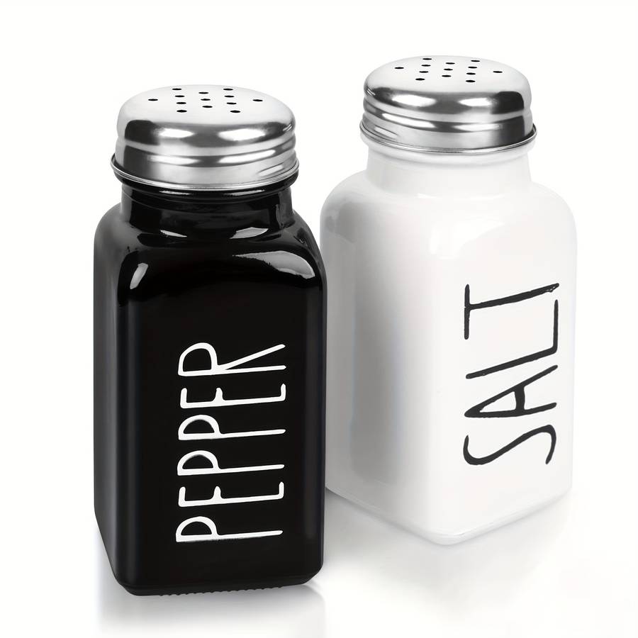 2pcs Salt And Pepper Shakers Set Glass Spice Shaker With Stainless Steel Lid Salt And Pepper