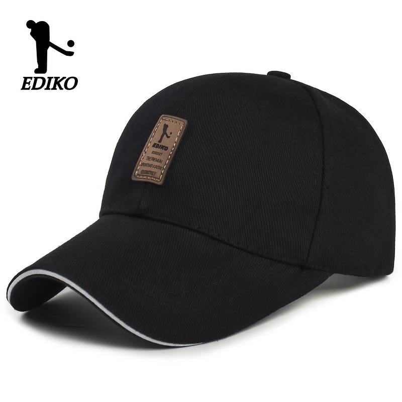 1pc EDIKO Adjustable Trucker Cap Black Cotton One Size Fits Most Adjustable Snap Closure Idea