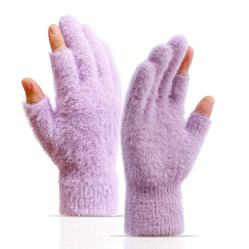 1 Pair Black Warm Gloves
