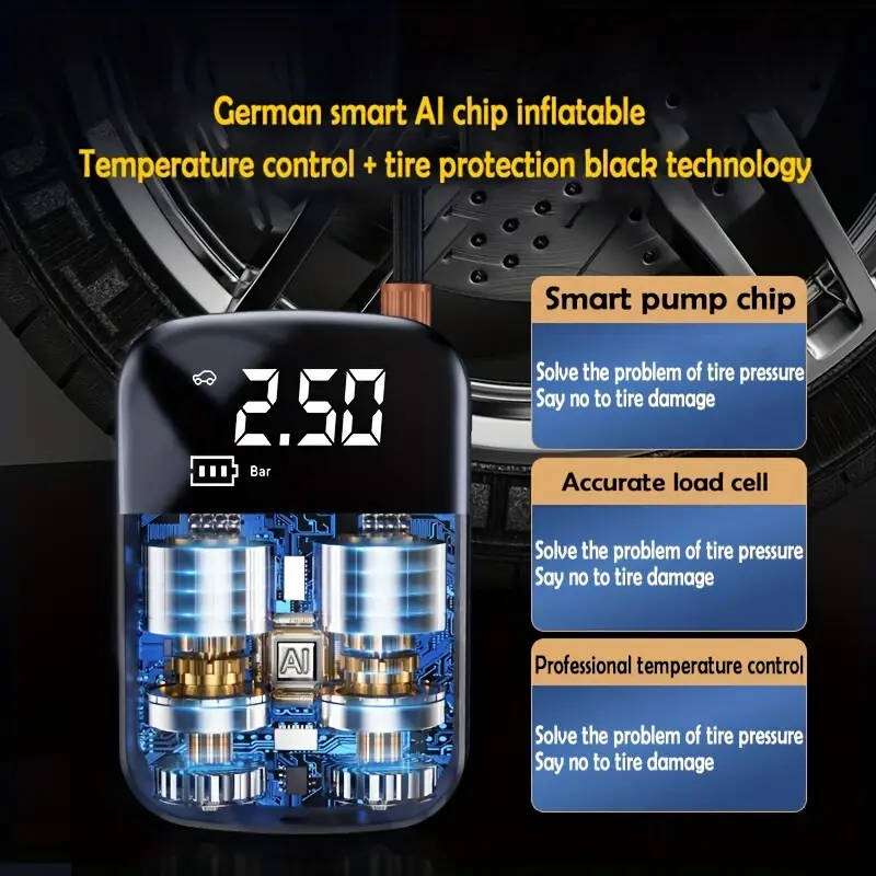 1pc Portable Electrical Car Air Pump Mini Wireless Tire Inflatable Pump Inflator Air Compressor Pump