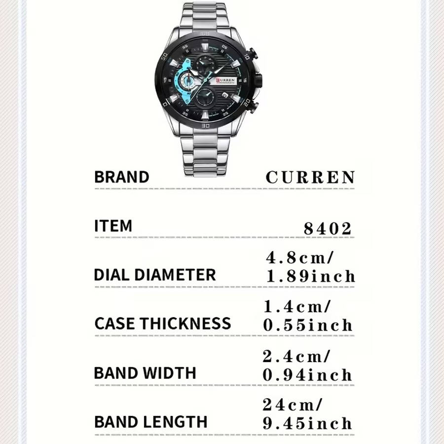 Curren 8402 Stainless Steel Chronograph Watch
