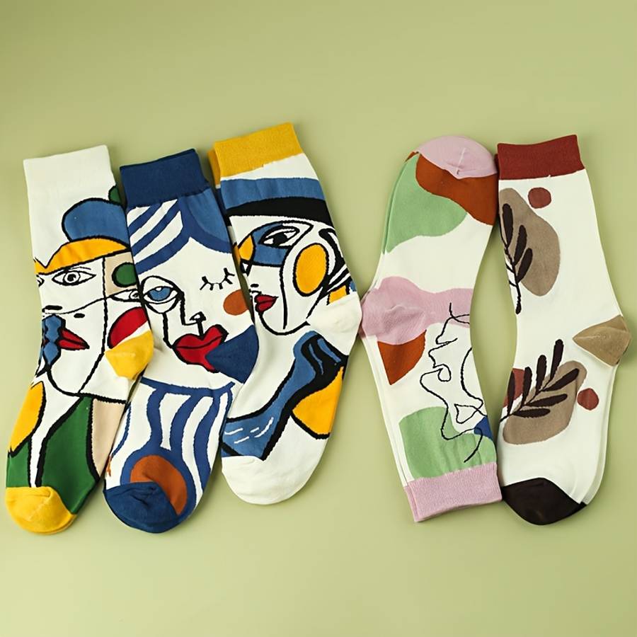 5 Pairs Of Mixed Colors One Size High Elastic Socks