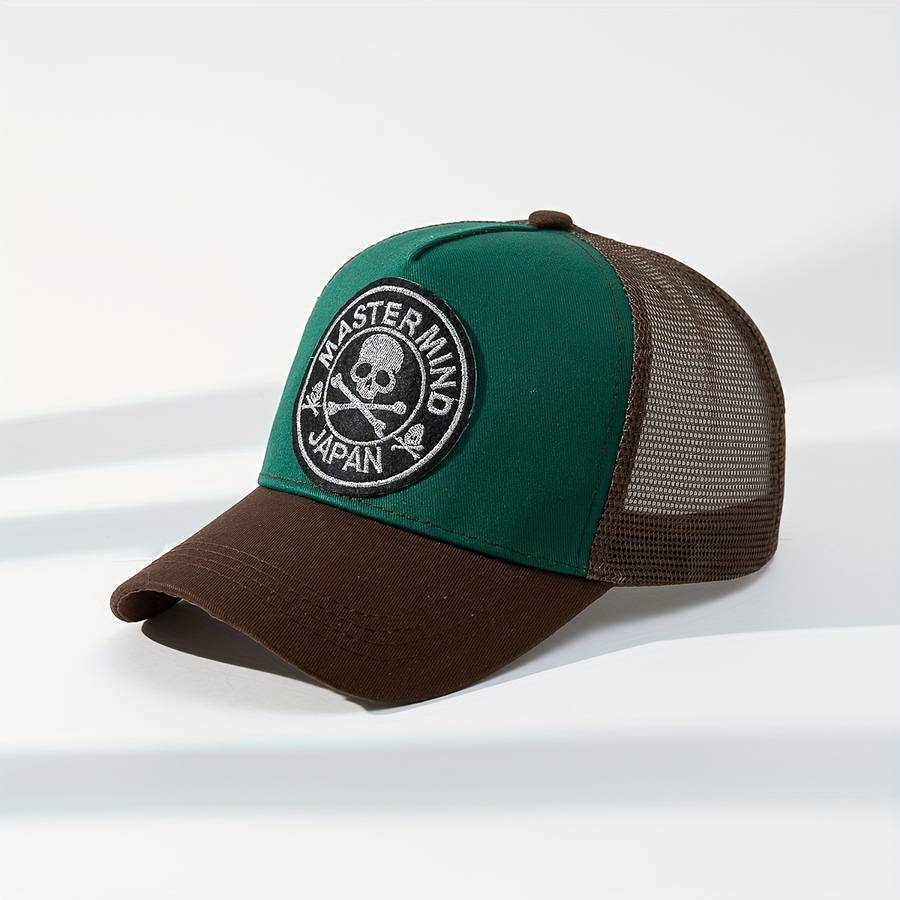 Skull Letter Patchwork Mesh Baseball Cap Lightweight Breathable Sun Hat