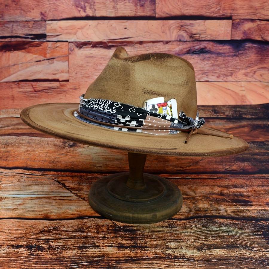 1pc 1 Top Random Poker Card Pure Handmade Imitation Burnt Decor Autumn and Winter Hat
