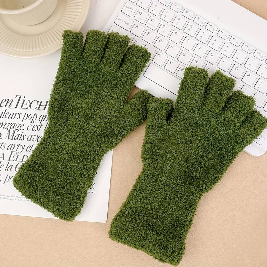 1 Pair Black Warm Gloves