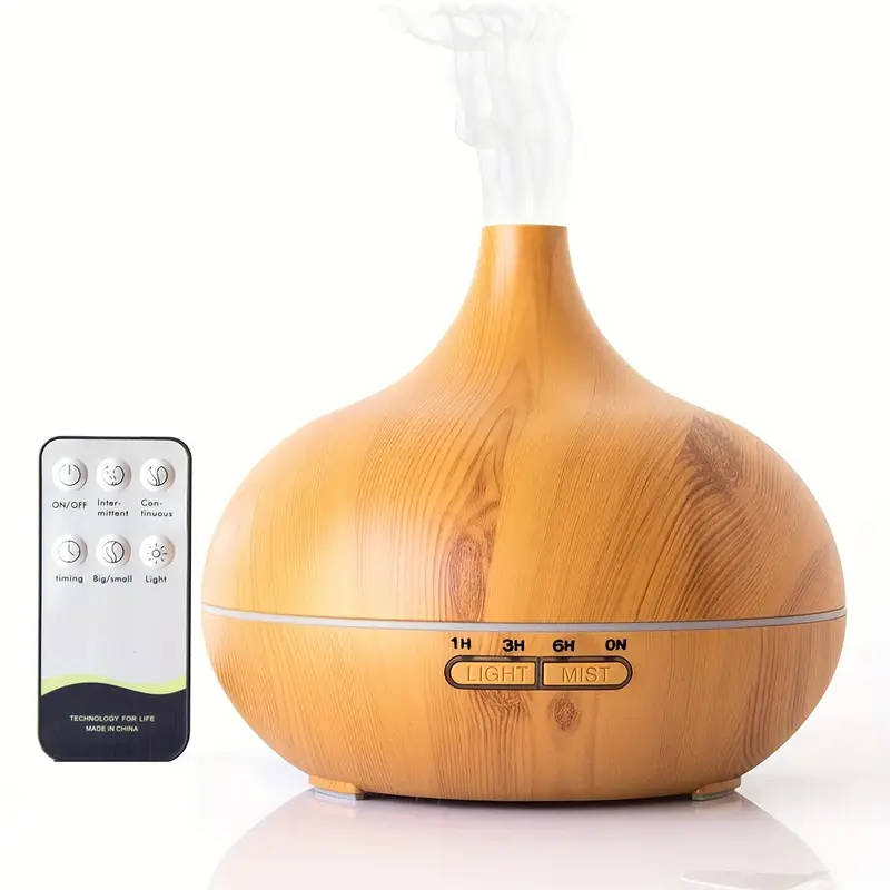 LED Aroma Diffuser with Wood Grain Design - USB-Powered Humidity Regulator & Air Freshener, Compact