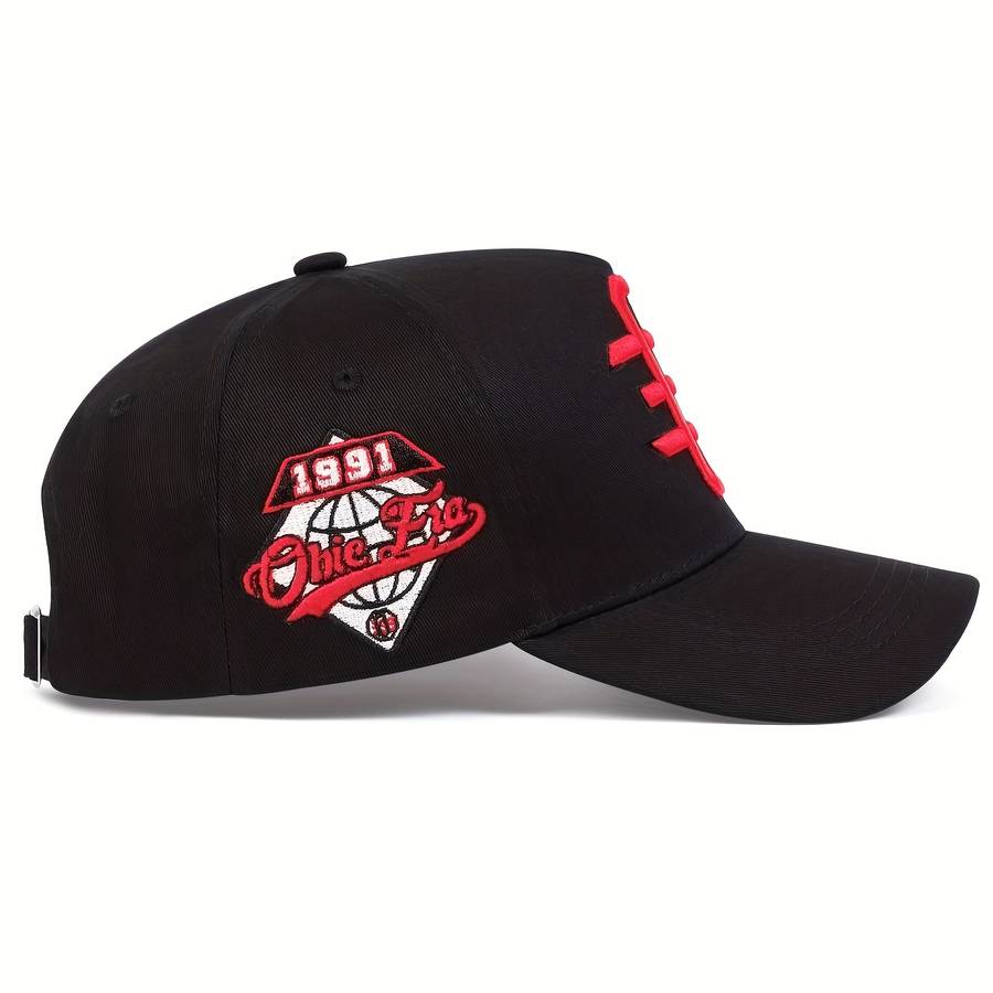 Trendy Oe Embroidery Baseball Cap Lightweight Adjustable Dad Hats Color Block Breathable Sun Ha