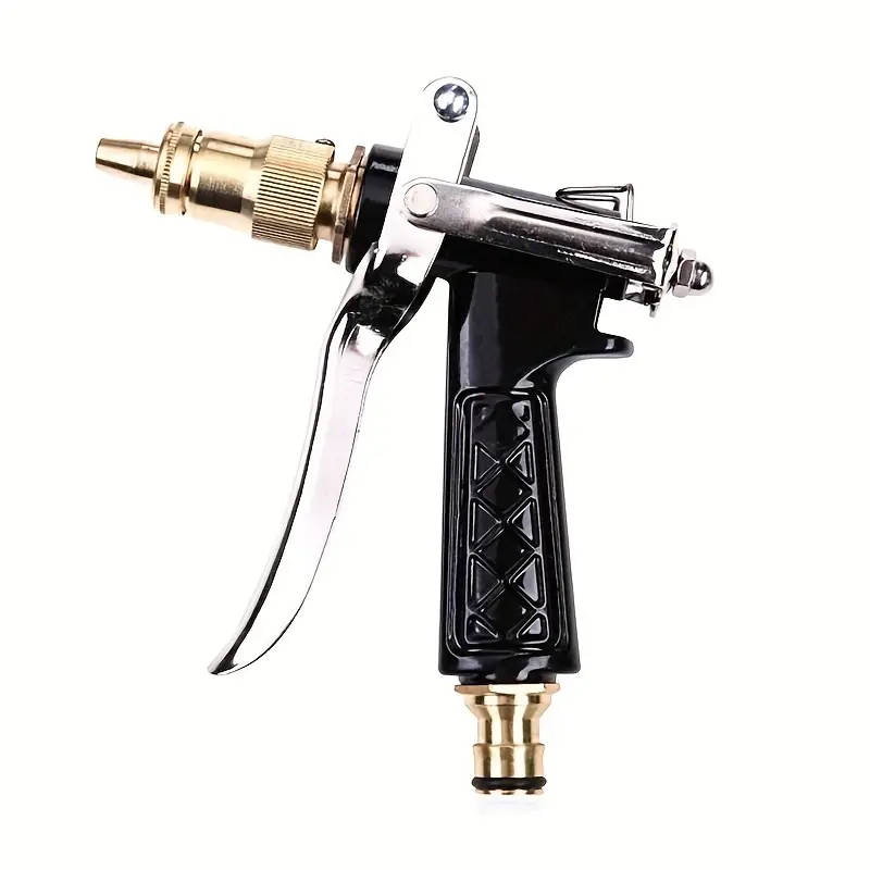 1pc High-Pressure Power Washer Gun Durable Copper Black Metal Manual Operation Ideal for Car Washing