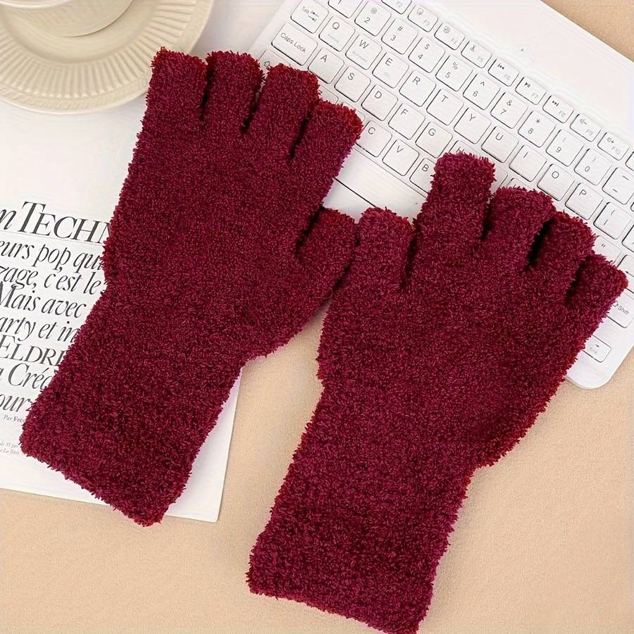 1 Pair Black Warm Gloves