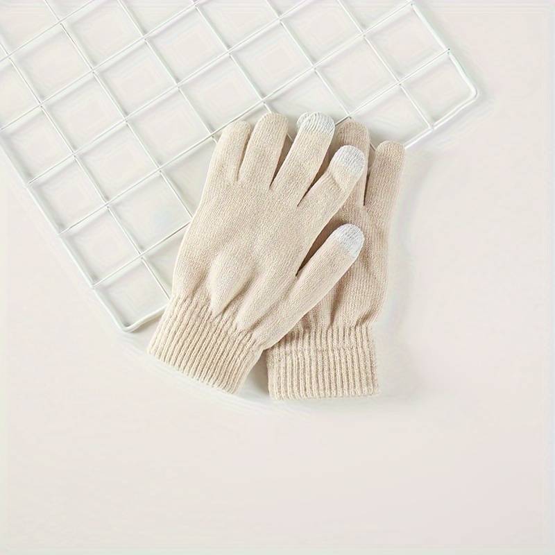 1 Pair Beige Warm Gloves
