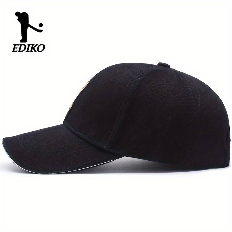 1pc EDIKO Adjustable Trucker Cap Black Cotton One Size Fits Most Adjustable Snap Closure Idea