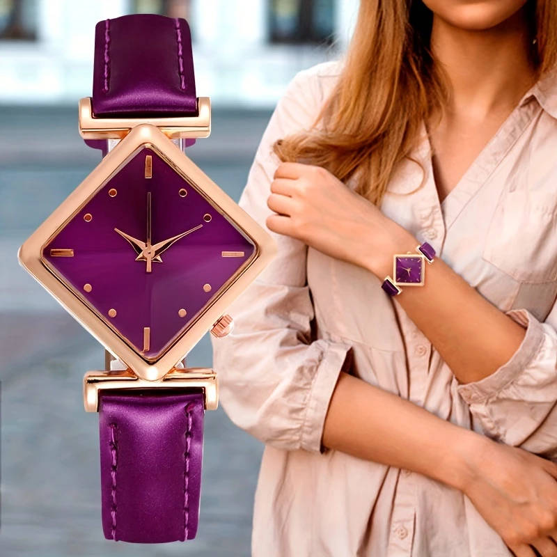 1pc Women's Fashion Personality Belt Square Case Quartz Watch Elegant Women's Watch