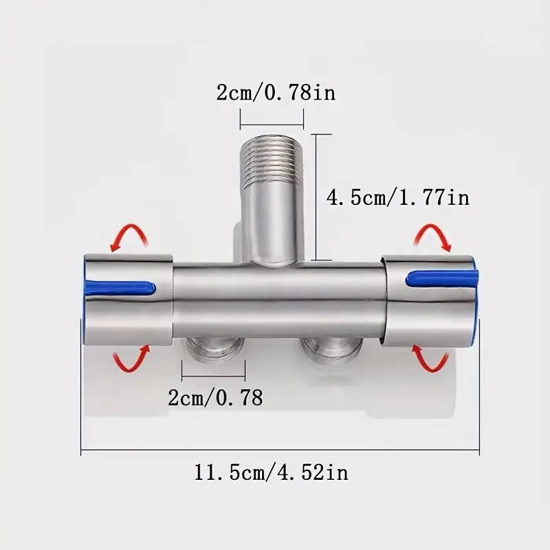 1pc Wall Mounted Stainless Steel Shower Diverter with Double Handle Control Easy Installation and Co