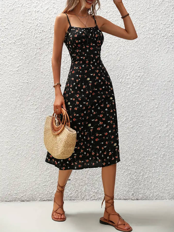 Elegant Spaghetti Strap Dress, Women's Clothing