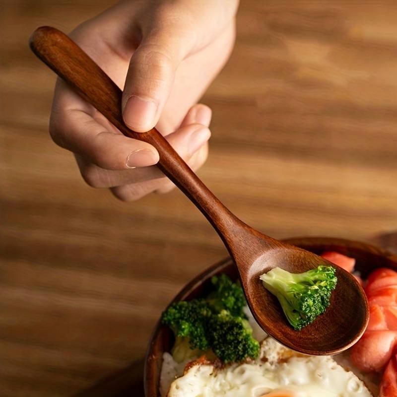 4pcs Soup Spoon Wooden Coffee Spoon Natural Milk Spoon Modern Stirring Spoon Reusable Soup