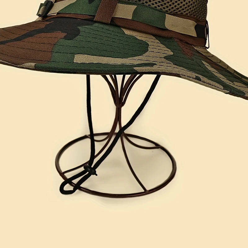 1pc Men's Camouflage Adjustable Outdoor Bucket Hat Color sent randomly