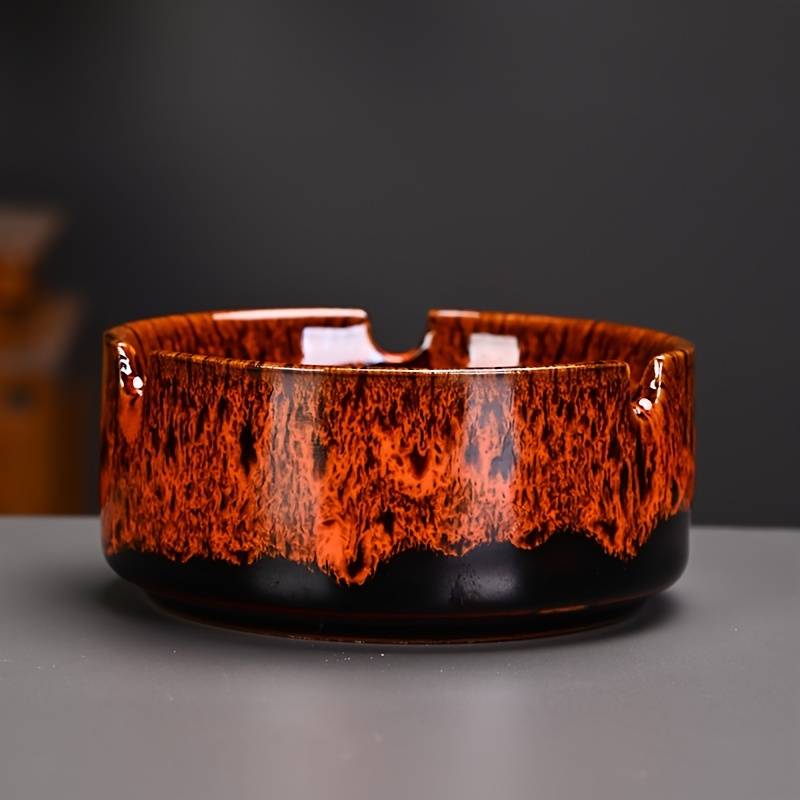 1pc Elegant Ceramic Ashtray with Marbled Design C Stylish Round Ash Holder for Cigarettes Perf