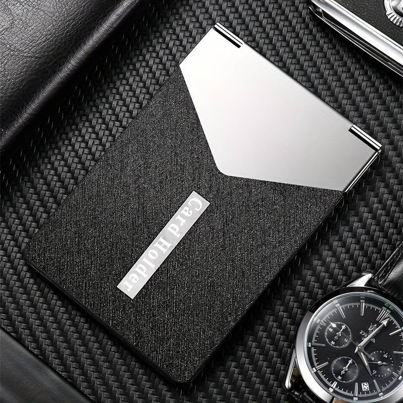 1pc Metal PU Leather Credit Card Holder Ultra-thin Driver's License Case ID Credit Card Holde
