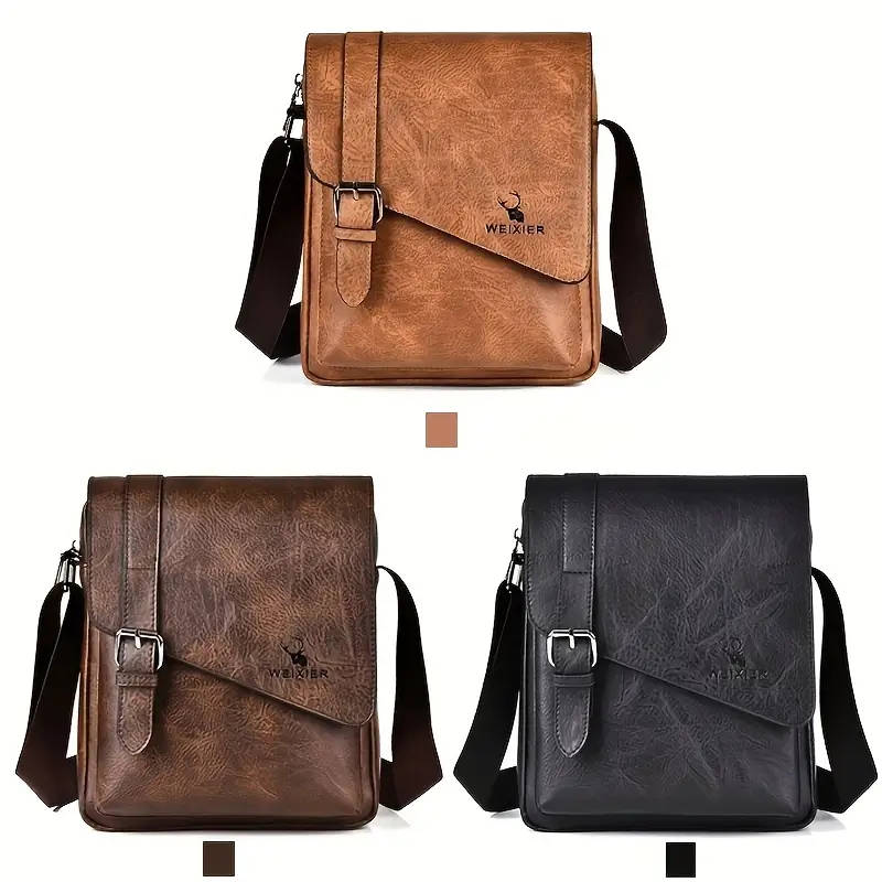 1pc Men's New Shoulder Bag Messenger Handbag Casual Fashion New Pu Material Bag