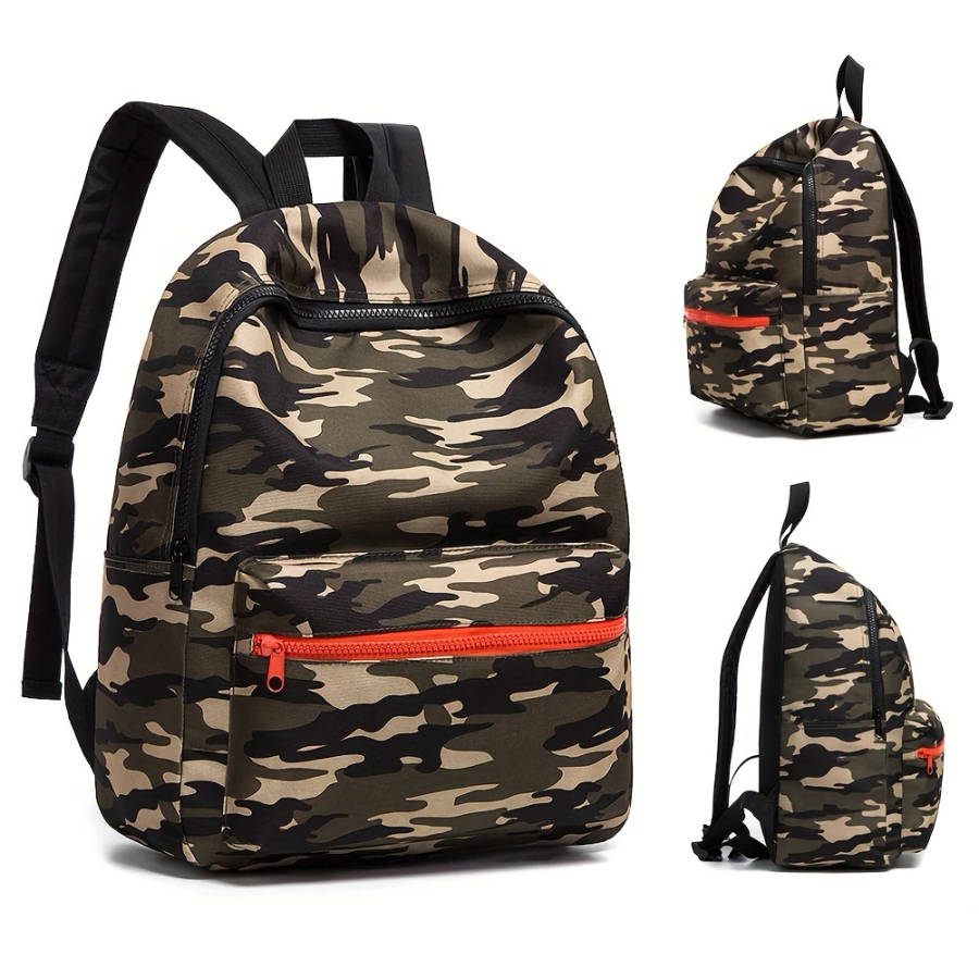 1pc Stylish Camouflage Youngsters' Backpack Lightweight Durable Polyester with Adjustable Straps Zip