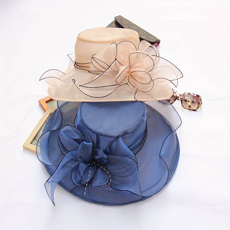 Wide Brim Organza Sun Hat Elegant Mesh Hat