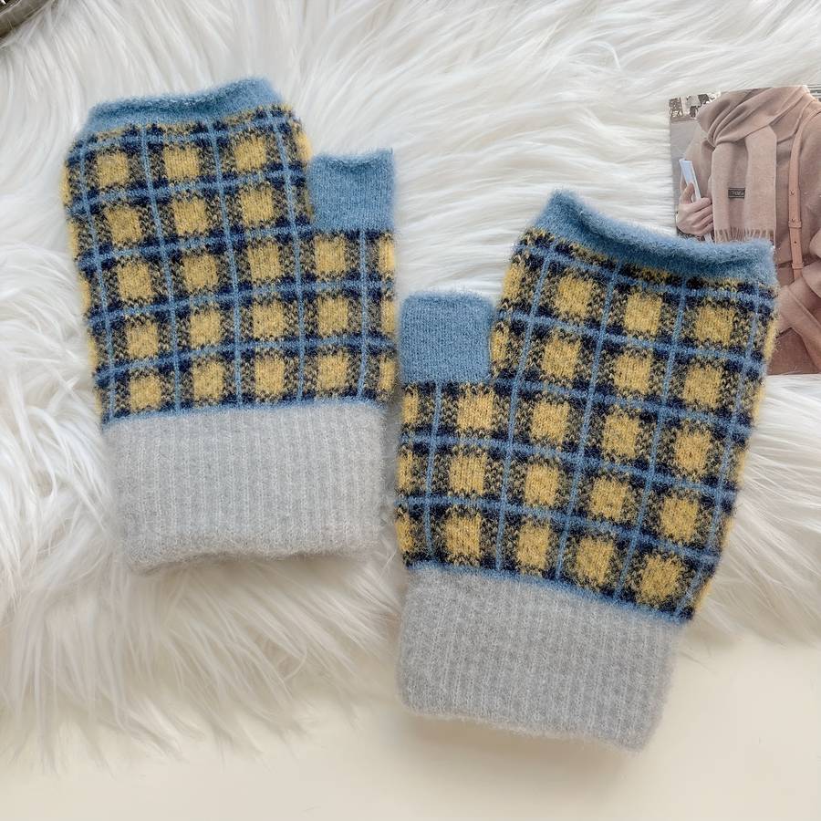 1 Pair Wrap Five Fingers Sugar Color Warm Gloves