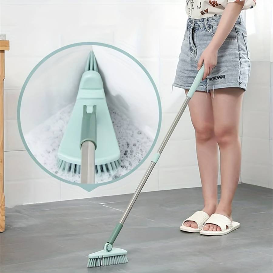 1pc Floor Scrub Brush Shower Scrubber Cleaning Bath Tub And Tile Scrubber Brush Long Handle Det