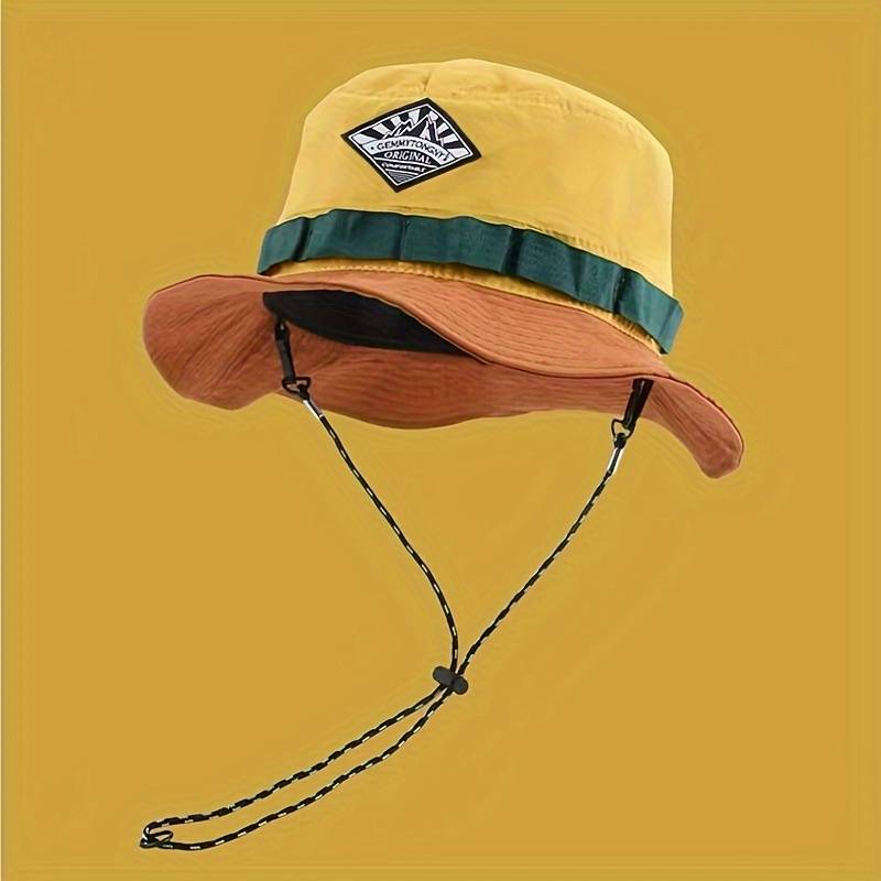 1pc Quick-Dry Bucket Hat with Wide Brim Breathable Adjustable Sun Cap in Classic Color Blocks fo