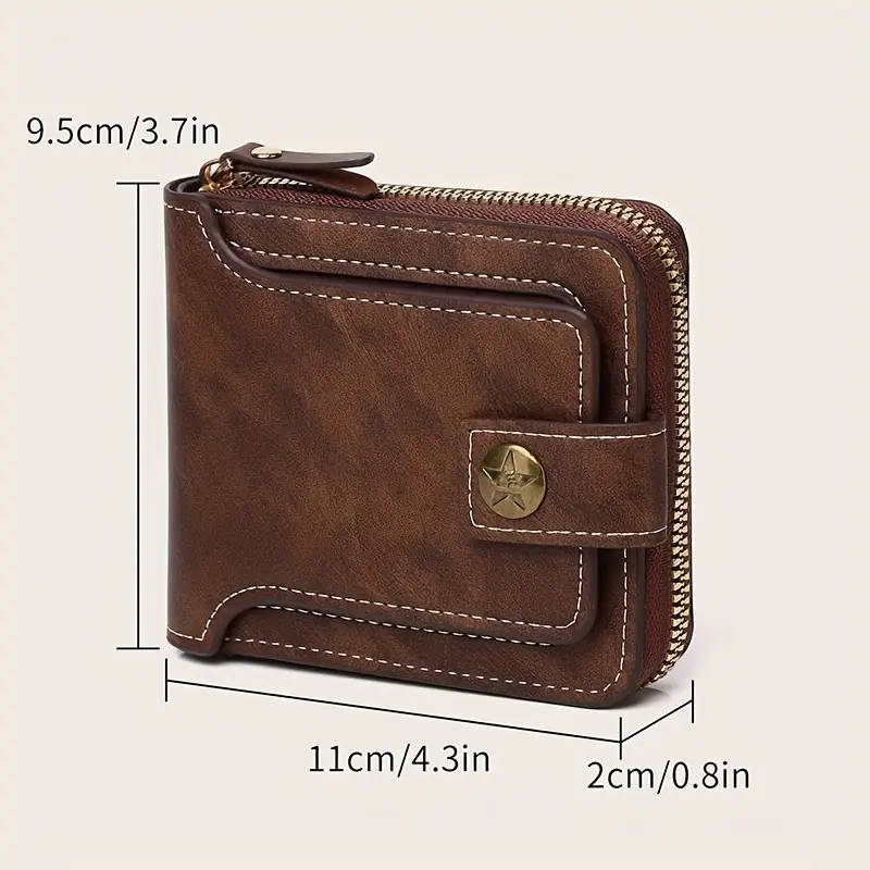 Button Decor Zipper Bag, Credit Card Holder, Bifold Wallet, Simple Portable Wallet