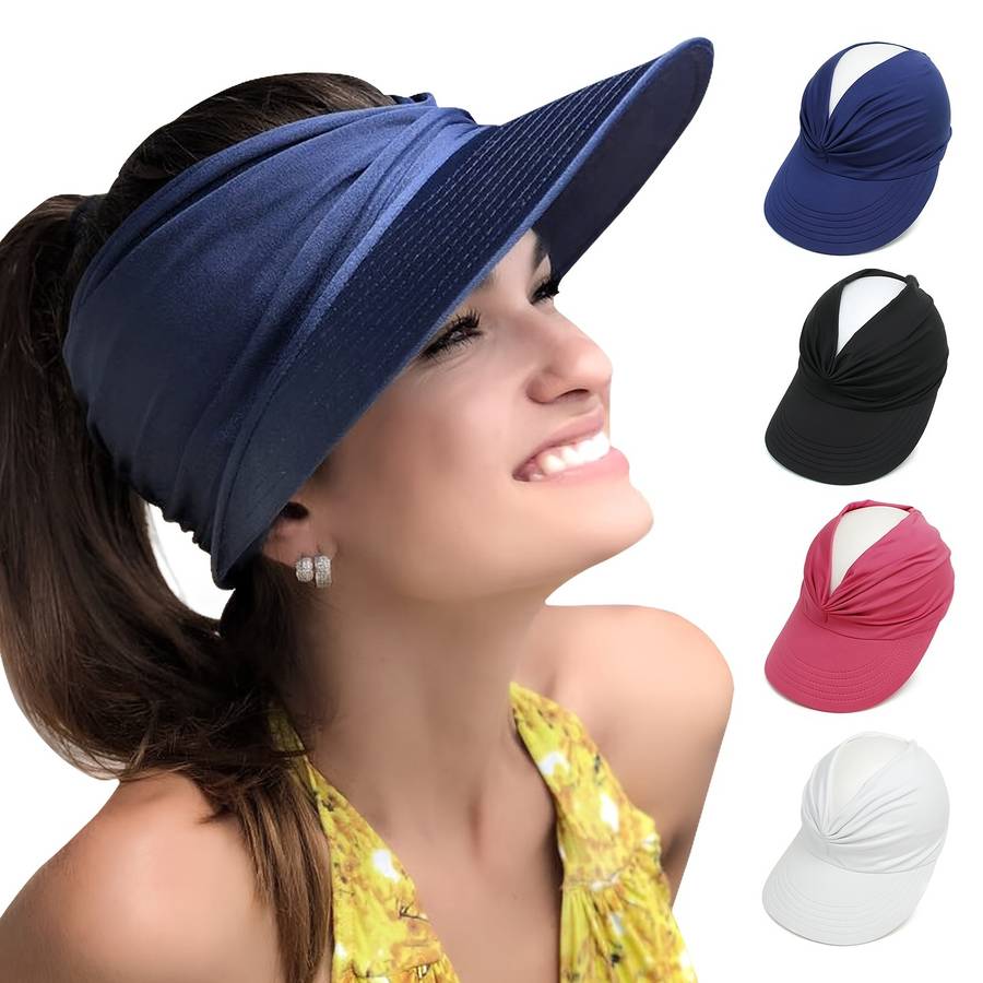 Sun Pleated Visor Hat Foldable Beach Picnic Hat with UV Protection