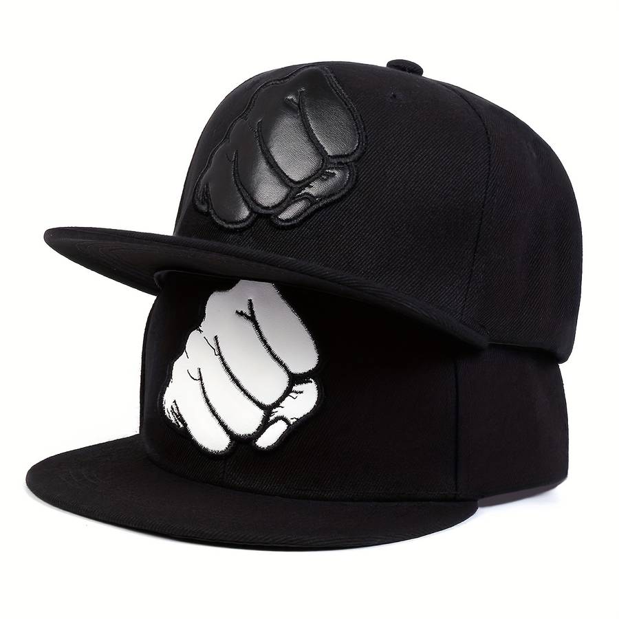 Fist Patched Baseball Cap Outdoor Sun Hat Flat Brim Cap Adjustable Casual Hat