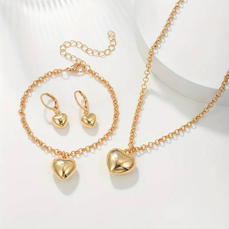 1 Pair Earrings + 1 Bracelet + 1 Necklace Jewelry Set