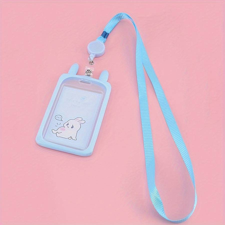 1pc 1pc Rabbit Ear-shaped Card Holder Versatile And Fashionable Can Be Used For Student ID Adul