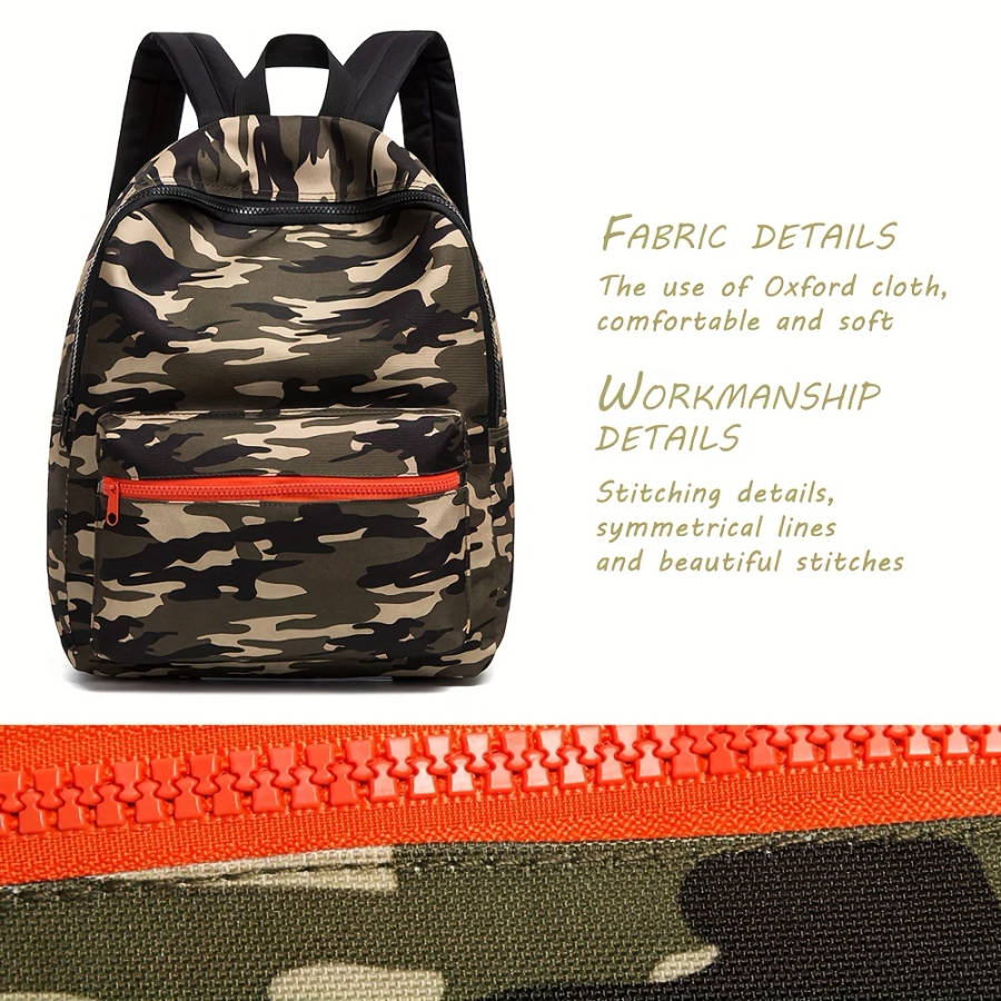 1pc Stylish Camouflage Youngsters' Backpack Lightweight Durable Polyester with Adjustable Straps Zip