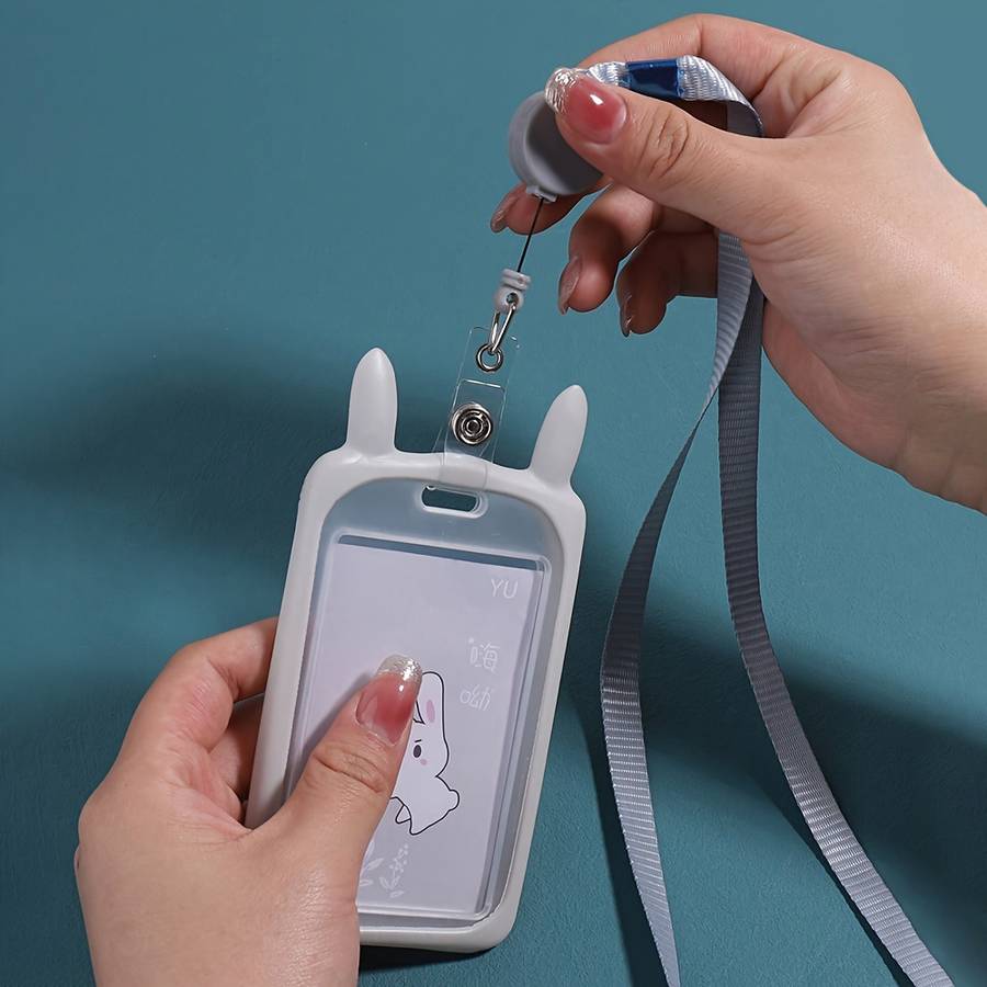 1pc 1pc Rabbit Ear-shaped Card Holder Versatile And Fashionable Can Be Used For Student ID Adul