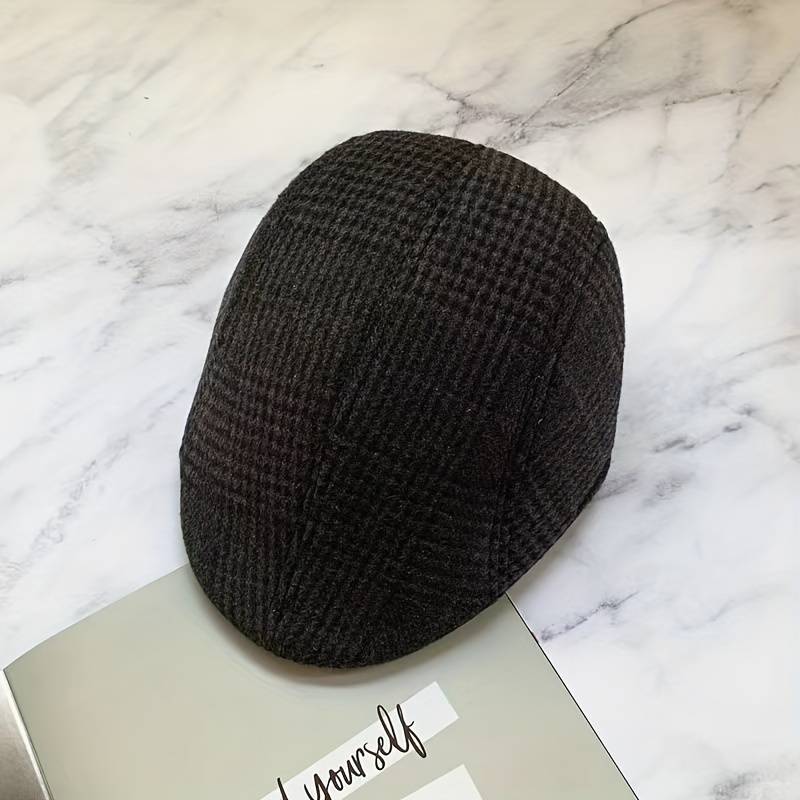 1pc Men's British Style Duckbill Cap 65% Polyester Woven Boho Hat