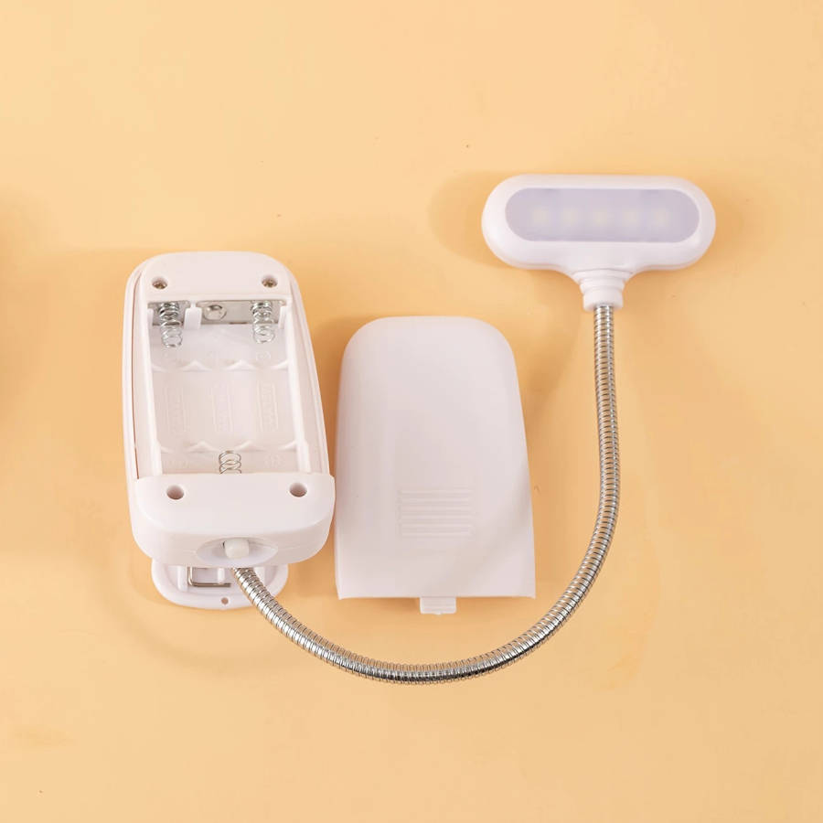1pc Battery Power Portable Book Light With Clip Adjustable Arm Reading Light Night Reading Lamp Desk