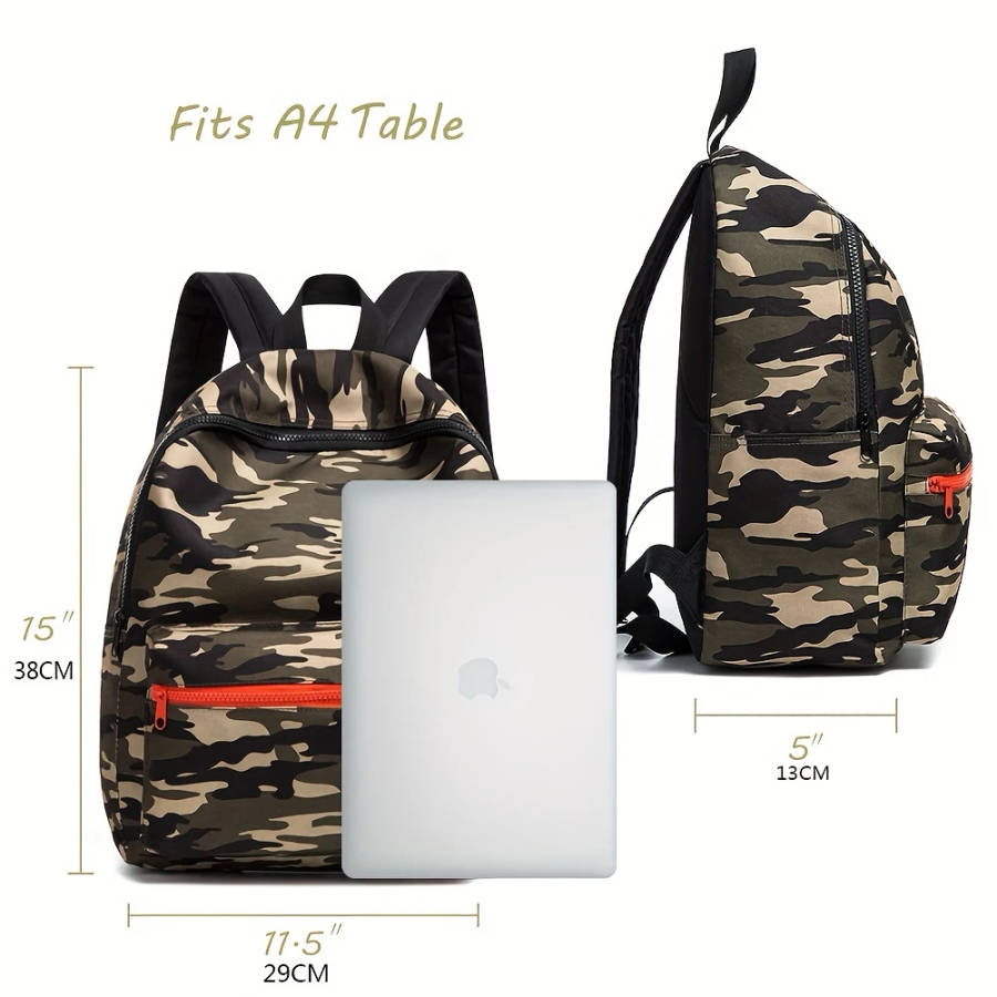 1pc Stylish Camouflage Youngsters' Backpack Lightweight Durable Polyester with Adjustable Straps Zip