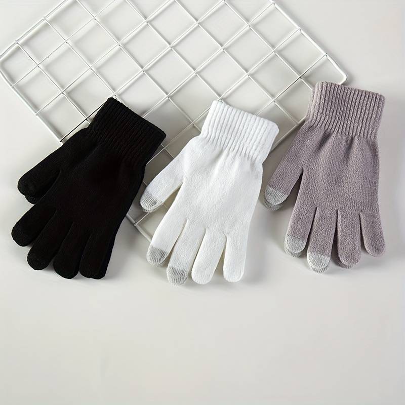 1 Pair Beige Warm Gloves