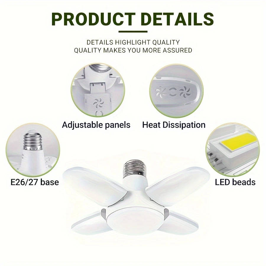 1pc LED Four-Leaf Lamp Mini Folding Light 28W  6500K Pendant Light Suitable