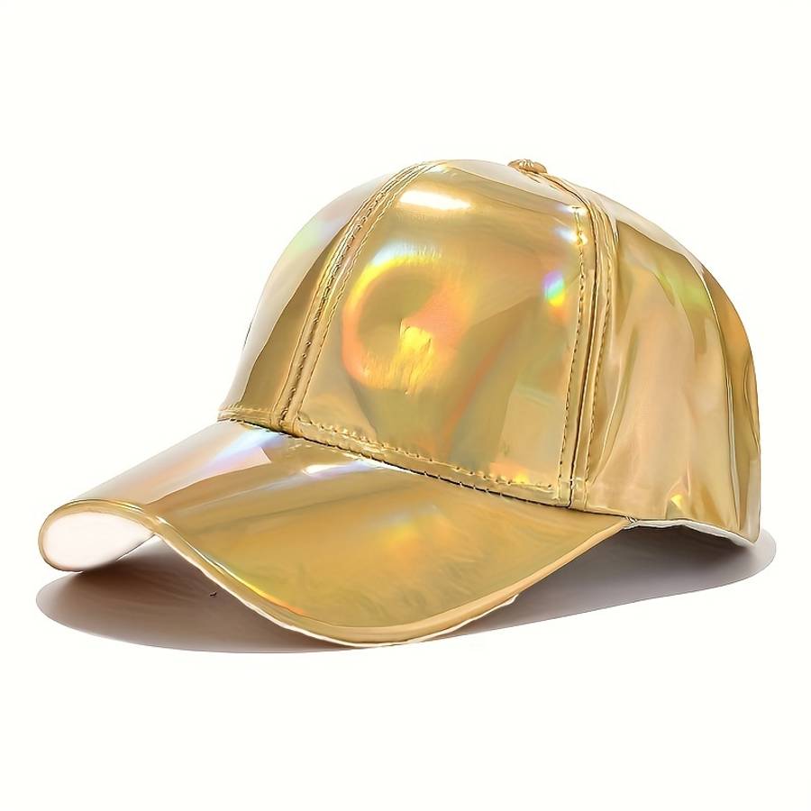 Vibrant Faux Leather Baseball Cap Lightweight Adjustable Hand Washable Colorful Gradient D