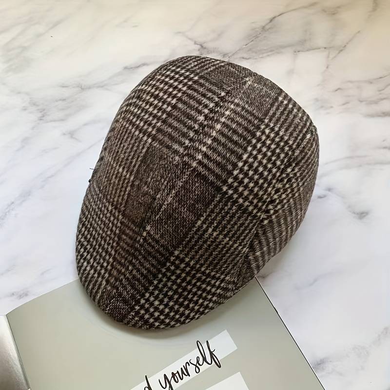 1pc Men's British Style Duckbill Cap 65% Polyester Woven Boho Hat