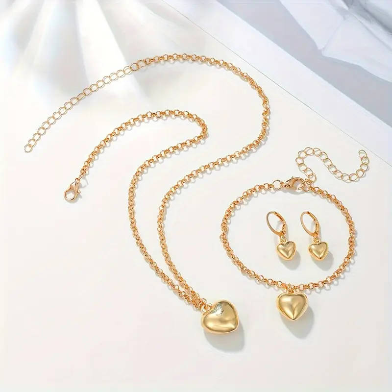 1 Pair Earrings + 1 Bracelet + 1 Necklace Jewelry Set