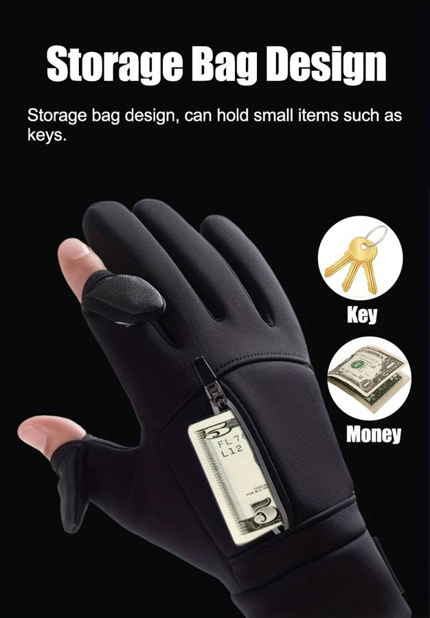 1 Pair Black Size L Outdoor Sports Gloves