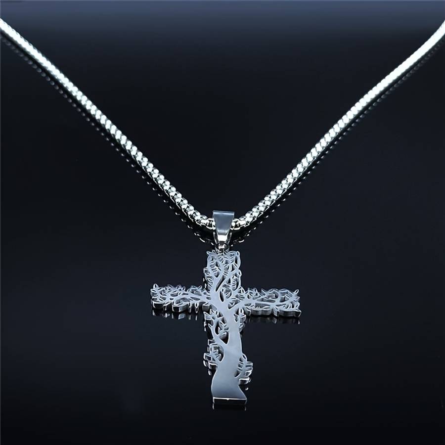 1 Piece Silvery 50 Cm BOX SR Jesus Theme Pendant